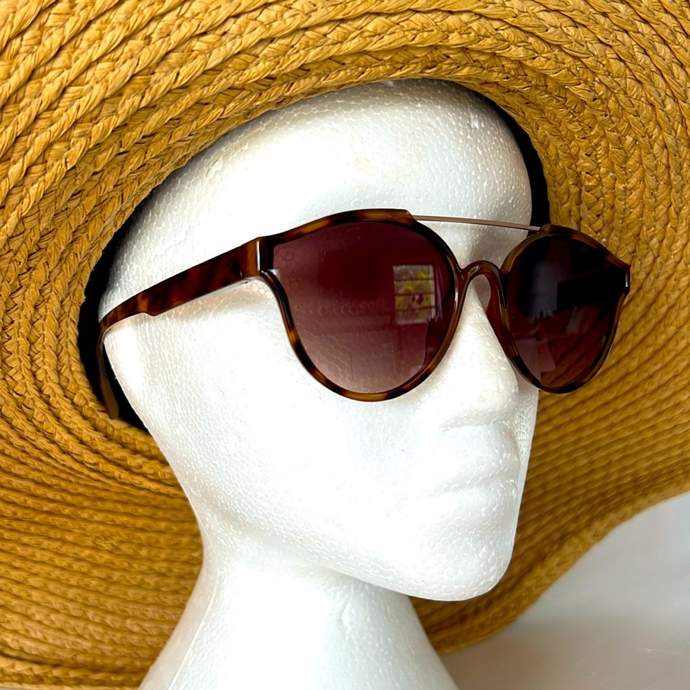 Women's Men's Brown Tortoise Shell Style Sunglasses with Top Hold Cross Bar